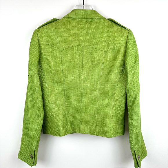 Carlisle Vintage Green 100% Silk Tweed Lined Jacket with Rhinestone Buttons - Picture 5 of 10